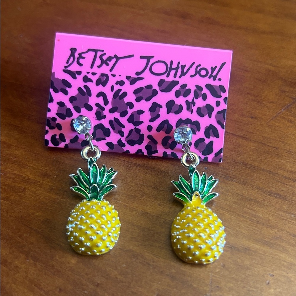 Betsey Johnson Yellow Pineapple Earrings